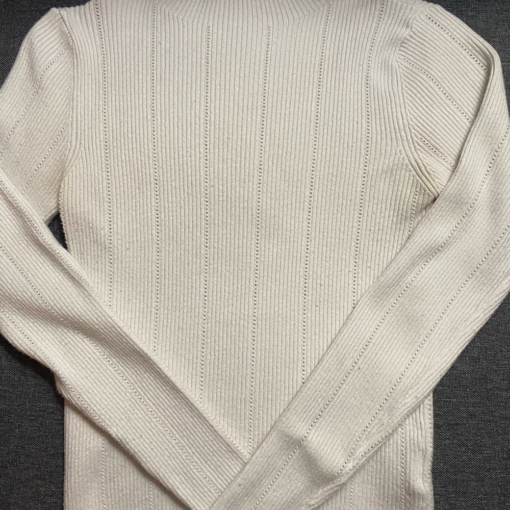 Cream Ribbed Knit Sweater